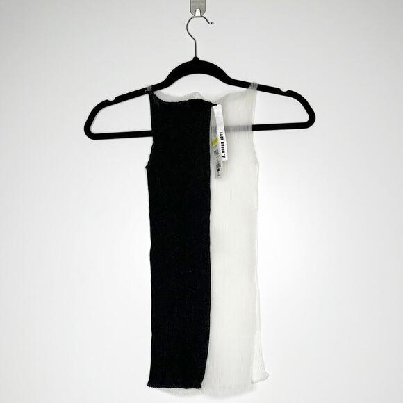 NWT A. Roege Hove Sofia Sheer Ribbed Top Women's Black White Size XS X-Small - Picture 4 of 6